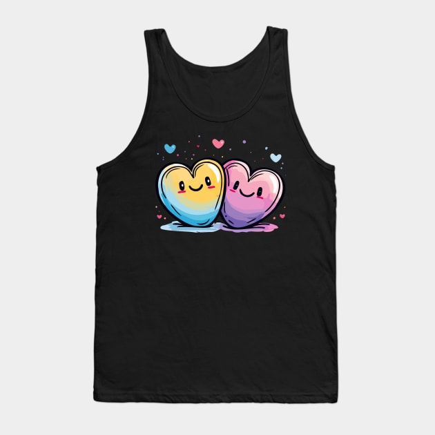 Two Hearts - Love Valentine's Day Lover Couple Cute Funny Tank Top by The Realm Within